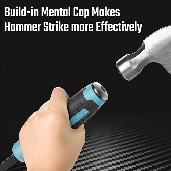 DURATECH 3-Piece Pry Bar Set, Including 8", 12" and 18", Hammer Strike Cap, Angled Tip for Prying and Moving Objects