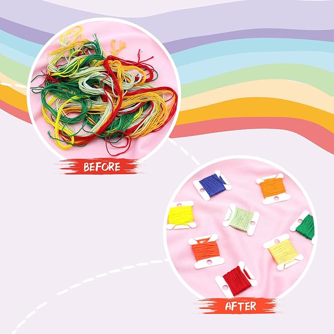 MUZHI Embroidery Floss Bobbins, Plastic Embroidery Thread Cards - Image 4