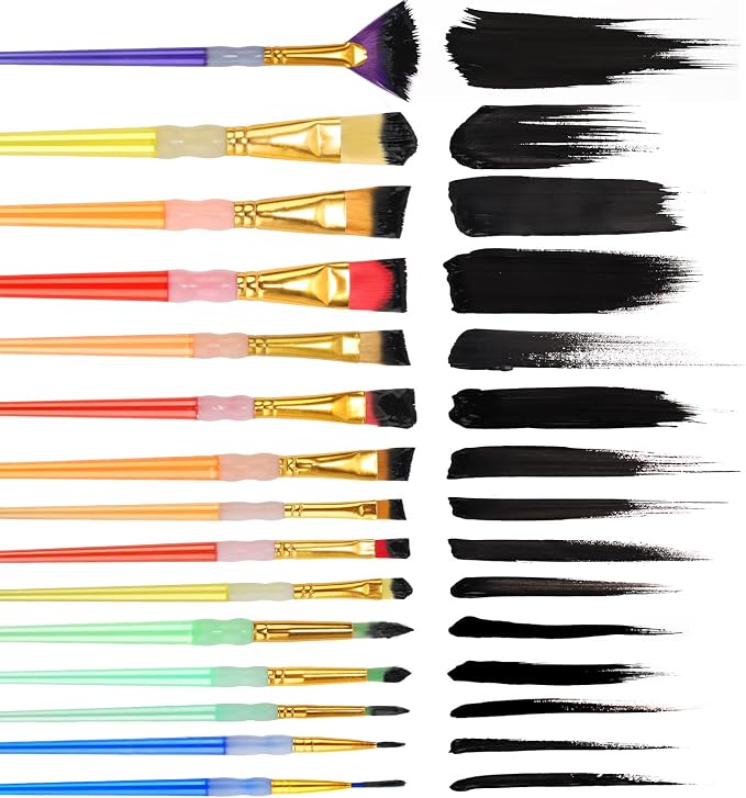 15Pcs Paint Brushes Value Pack, Includes 15 Different Types of Brushes - Image 4