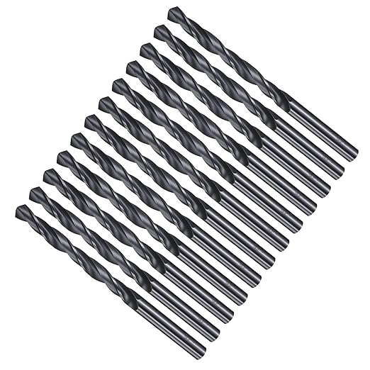 Drill Bit, 15/64" Cutting Diameter, 4241 HSS Nitriding Black 118° Cutting Angle Versatile Jobber Bits - (Applications: for Drilling Plastic Wood Soft Metal), 12-Pieces