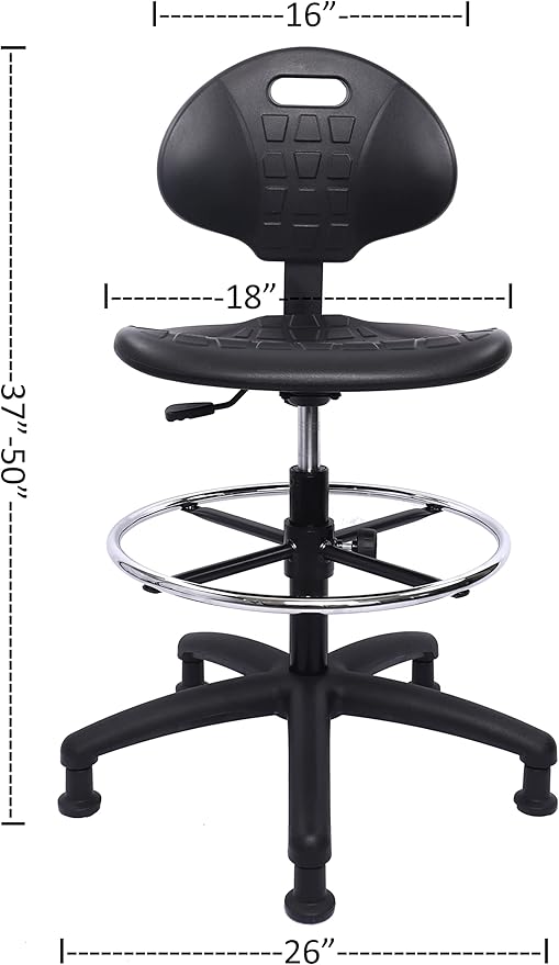 Chair Master (Tall Bench Stool, Glides Easy to Clean! Ergonomic Polyurethane Drafting Stool. Seat Height Range 23"-33". Heavy Duty Adj. Footring. for Home Office Lab Workstation