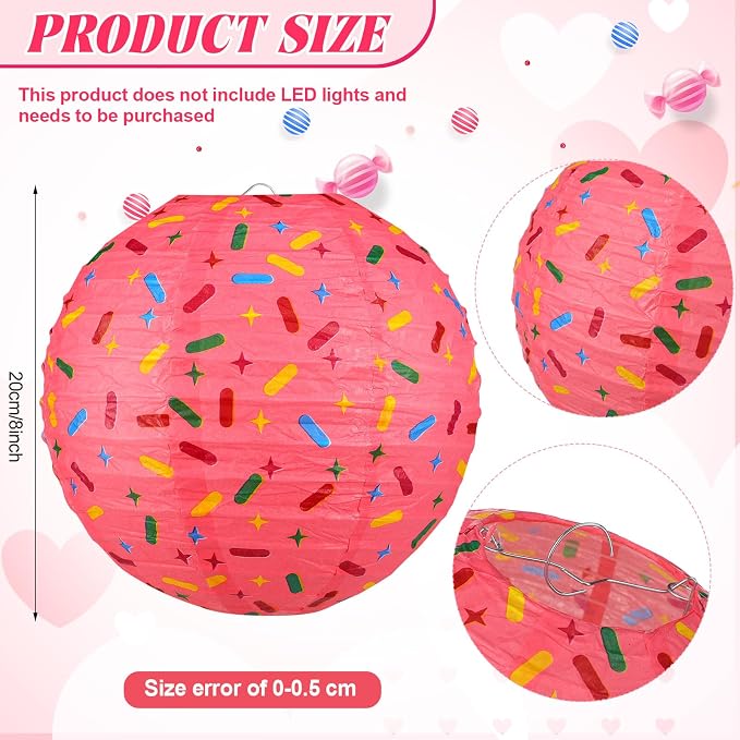 Panelee 12 Pcs Donut Paper Lanterns Party Decorations 8 Inch Hanging Round - Image 2