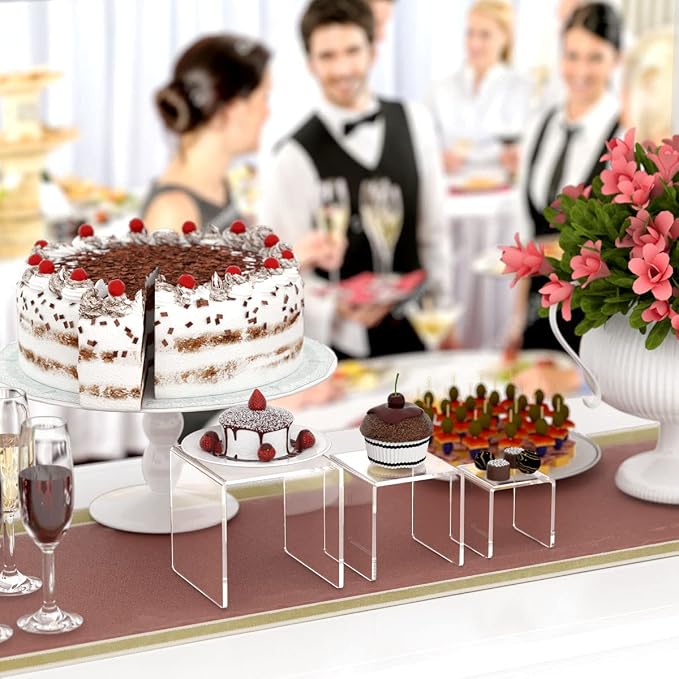 HIIMIEI Clear Acrylic Display Risers 2 Sets, 3-Tier Risers Stands Showcase - Image 5