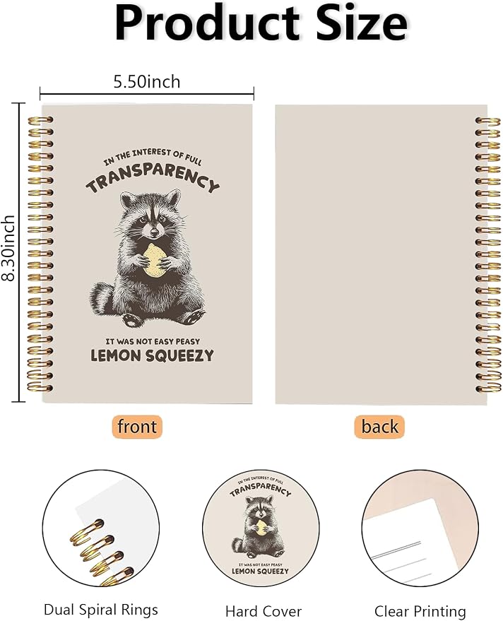 Funny Racoon Hardcover Spiral Notebook, Raccoon Lover Gifts Journal, Sarcastic - Image 2