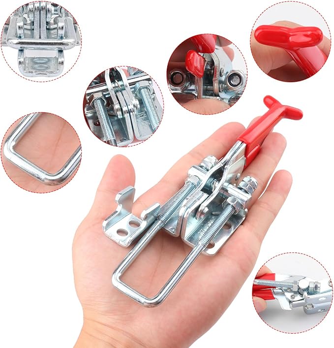 8 Pack U Bolt Self-Lock Large Toggle Latch, Heavy Duty GH-431 Toggle Latch Clamp, 2000Lbs Holding Capacity, Adjustable U-Bolt for Machine, Smoker Lid, Tire Carrier & More