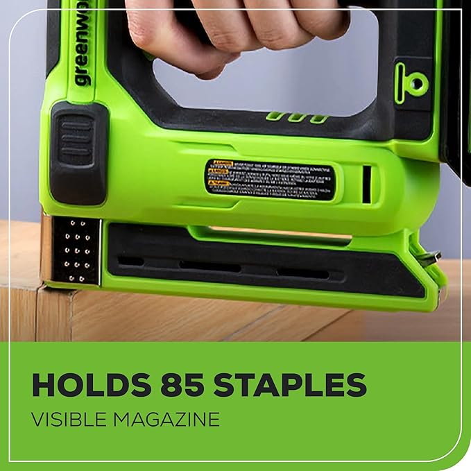 Greenworks 24V 3/8" 18 GA Crown Stapler, Cordless Narrow Nail Stapler, Tool only