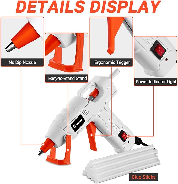 Mini Hot Glue Gun Kit：DEKOPRO 20Watt High Temp Glue Guns Tool - Image 2