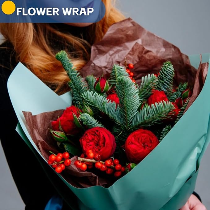 Green Wrapping Paper, Arts and Crafts, Christmas Birthday Bouquet Flower Gift - Image 7