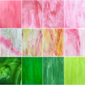 ILLUCKAI 12 Sheets Stained Glass Sheet Pink and Green Collection, 6 x 4 inch by ILLUCKAI