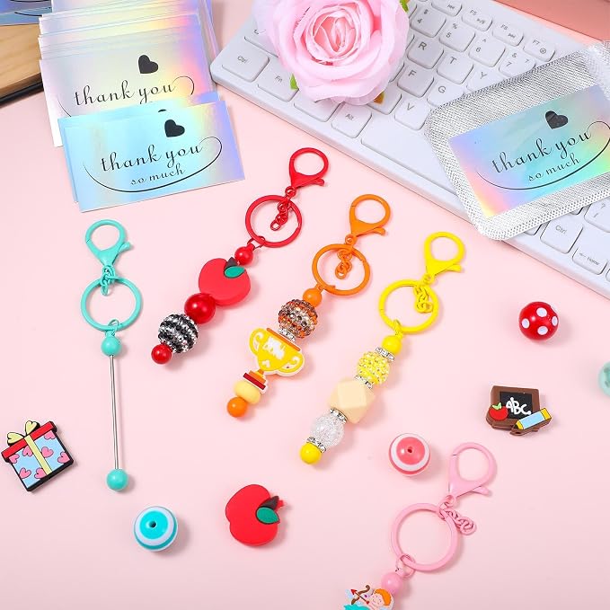 Sasylvia 60 Pcs Beadable Keychain Bars Bulk Making Kit 20 Beaded Keychain 20 - Image 7