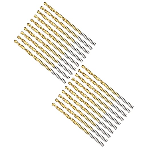 Drill Bit, 5/64" Cutting Diameter (1.984mm), 4241 HSS TiN Coated 118° Cutting Angle Versatile Jobber Bits - (Applications: for Drilling Plastic Wood Soft Thin Metal), 20-Pieces