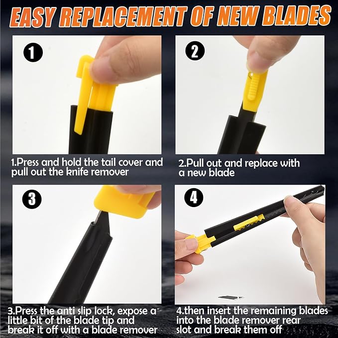 6 Pack Utility Knife Box Cutter Retractable, 9MM Snap-Off Exacto Knife Blades - Image 4