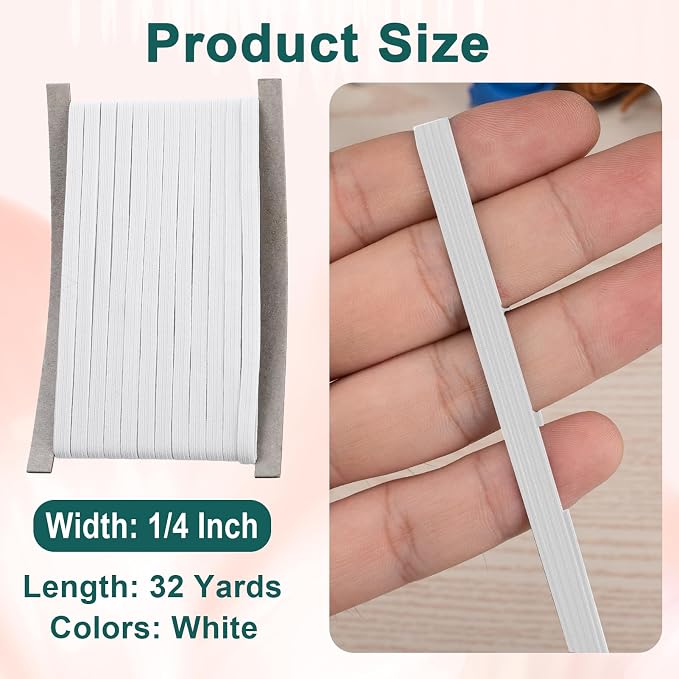 Airisoer 1/4 Inch Elastic Band for Sewing, 32 Yard High Elasticity Sewing - Image 2