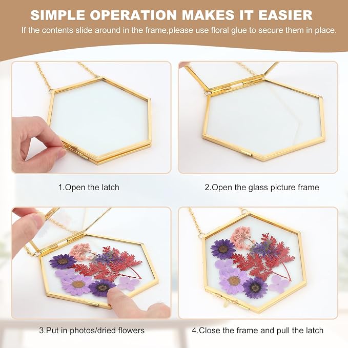 Lujechii 3 Pcs Double Glass Pressed Flower Frame, - Image 5