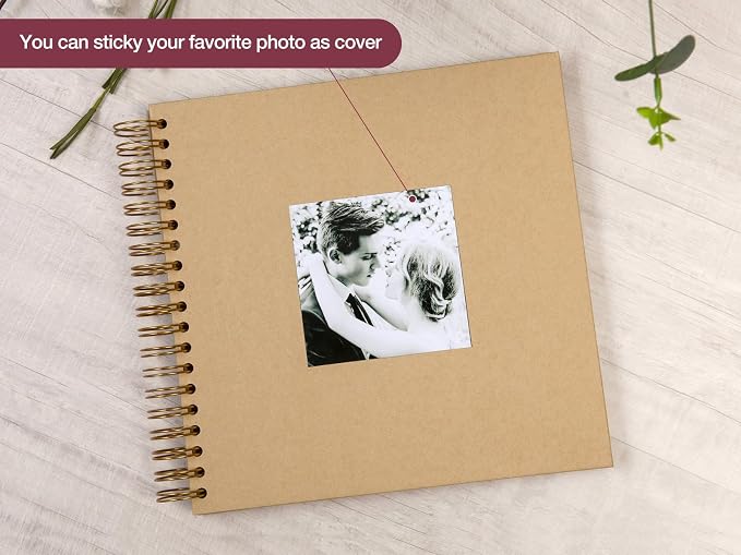 potricher 10 x 10 Inch DIY Scrapbook Photo Album 80 Pages Thick Kraft Blank - Image 2