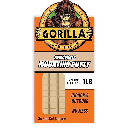Gorilla Mounting Putty, Natural Tan Color, 84 Pre-Cut Squares by Gorilla