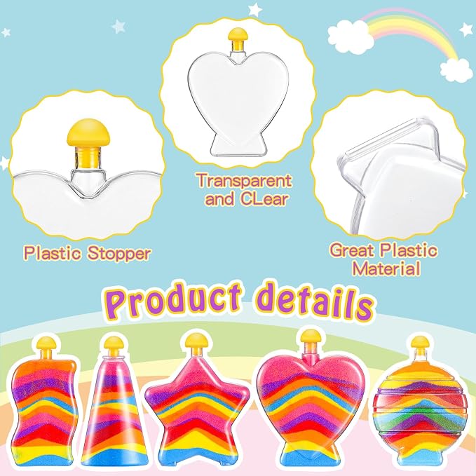 Liliful Sand Art Bottles for Kids, Sand Art Plastic Crafts Kit Bulk Arts Crafts - Image 3