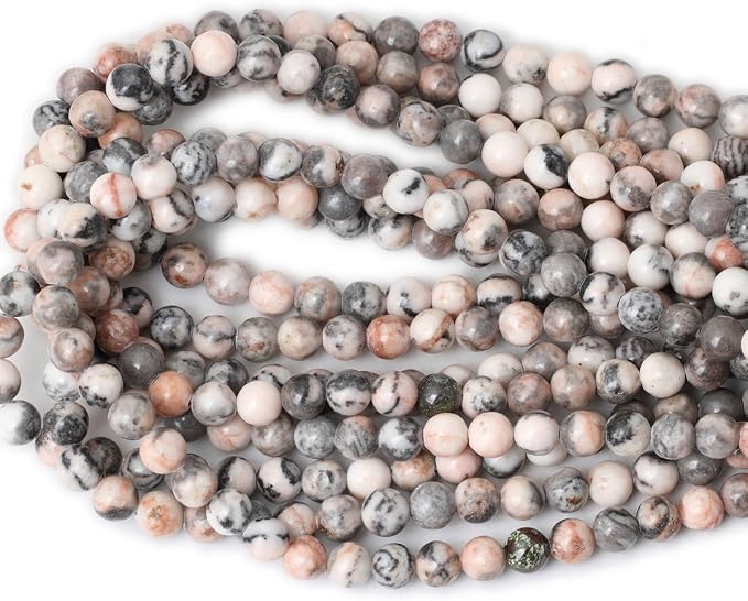 45PCS 8mm Natural Pink Zebra Jasper Round Loose Beads - Image 3