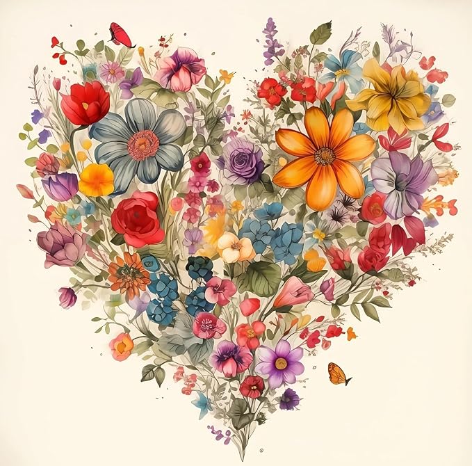 Valentine's Day Stamping Cross Stitch Kit, Flowers Counting Cross Stitch Kit by Unknown