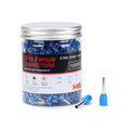 HKS 1000PCS Wire Ferrule Connectors - AWG 16-1.5mm² Copper Barrel Pin Cord Ends Insulated Ferrules Terminals - E1508 Blue