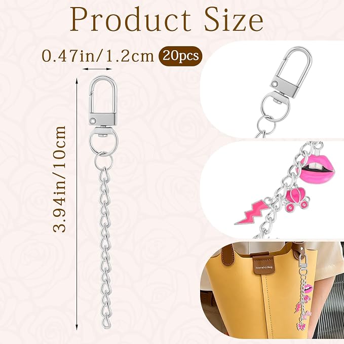 Chuyau 20pcs Silver Keychain Making Kit Swivel Snap Hook Lobster Claw Clasps - Image 2