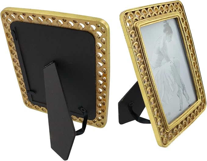Coshar Gold Picture Frames 7 Inch Resin Table Frame 5x7 | Rustic, Table Top - Image 3