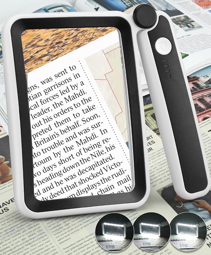 Magnifying Glass for Reading, Rechargeable 5X Large Page Magnifier by AKKYCVS