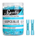 Sopoby 600PCS Heat Shrink Butt Connectors Blue 16-14 AWG-Tinned Red Copper Marine Grade Butt Connectors - Wire Splice Connectors- Waterproof Electrical Connectors for Marine,Boat,Stereo