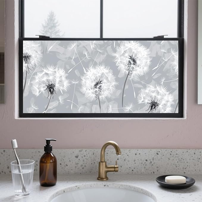 IVN Privacy Window Film Stained Glass Style 39.3x17.7 Inch Static Cling by IVN