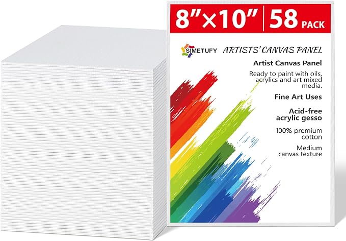 Simetufy 58 Pack 8x10 Inch Canvas Boards by Simetufy