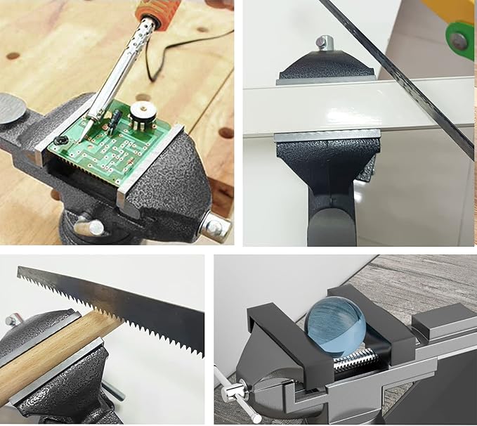 2-in-1 Dual-Purpose Combined Bench Vise or Table Vise with end-locking arrangement; Portable Universal Rotate 360° Work Clamp-On Vise, 2.5" Black