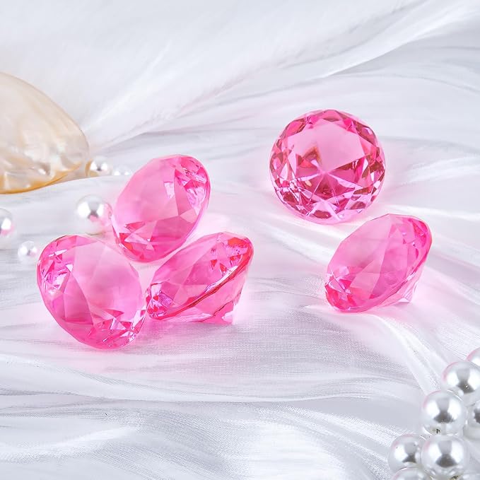 Niceup 26PCS Pink Acrylic Diamond Big Gemstones 1.5in Princess Pirate Mermaid - Image 2