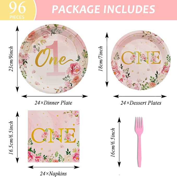 96Pcs 1st Birthday Party Supplies - Image 2