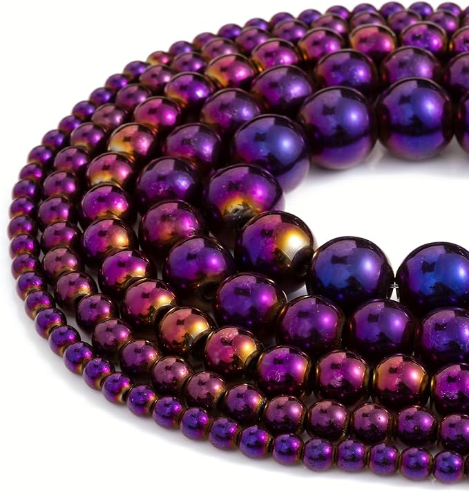 Zenkeeper Purple Hematite for Jewelry Making 6 MM Gemstones Loose Stone Beads by Zenkeeper