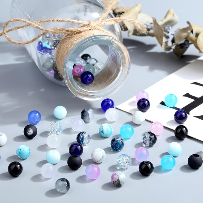 DUQGUHO 8mm Black Blue and White Beads - Image 2