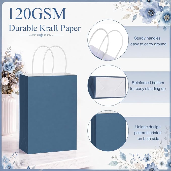 Gaillty 24 Pcs Dusty Blue Paper Bags - Image 3