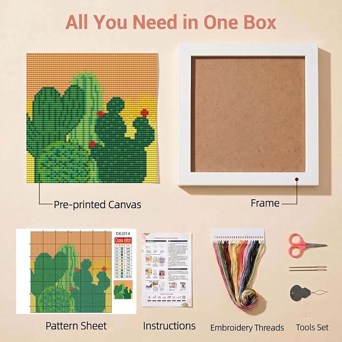 WUSARPLY Cactus Stamped Cross Stitch Kits - Image 2