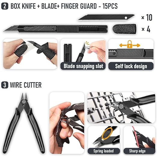 3D Printer Tools Kit, Quality 3D Printing Tool Kit for Model Measuring/Finishing/Deburring/Drilling, 3D Printer Accessories for All FDM/SLA Printers Removing Support, Cutting Filament