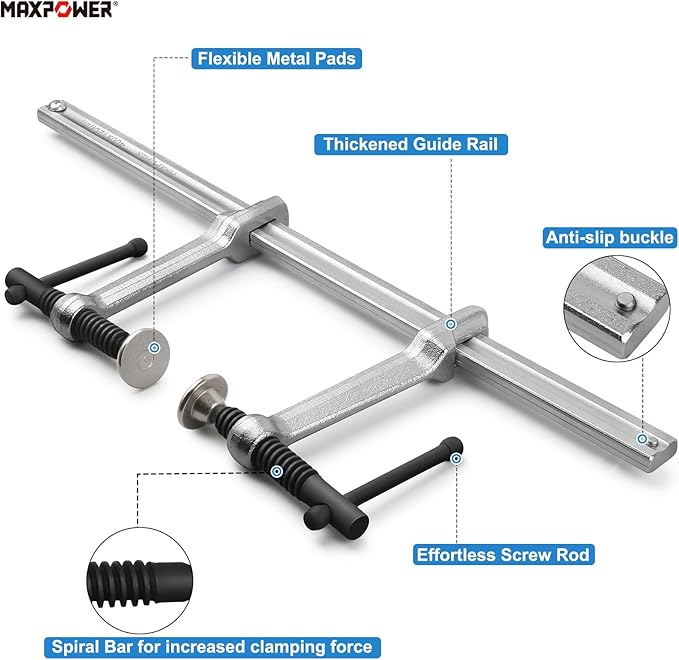MAXPOWER Multifunctional F Clamp,15 3/4" Double Force Welding Bar Clamp - Max Clamping Force 1200 LBS, Metal Clamp for Welding, Metalworking, Woodworking