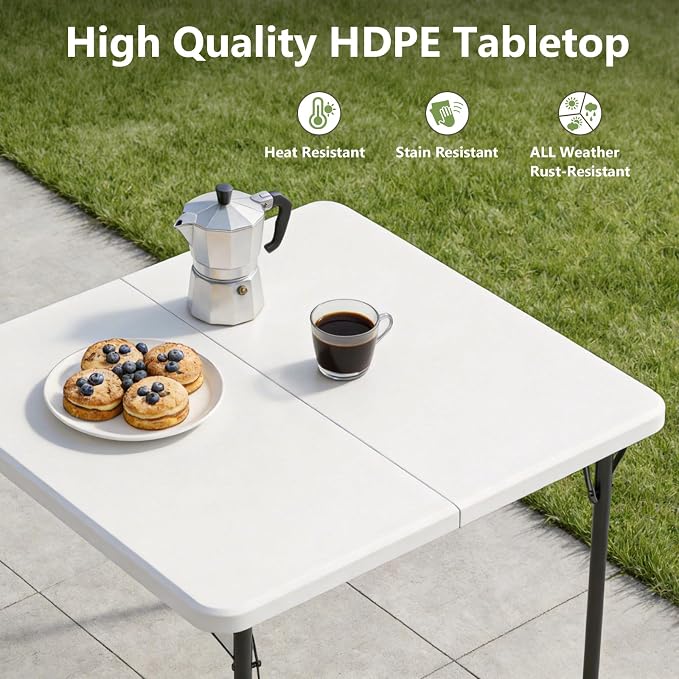 Folding Table 2 Pack, 36 Inch Square Foldable Card Tables, No Assembly Portable - Image 6