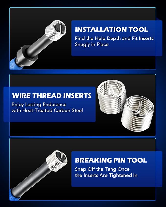 Orion Motor Tech Helicoil Thread Repair Kit, 1/4"-20 Thread Repair Tool Set with HSS Drill Bit & 30 Thread Inserts, SAE Thread Repair Installation Kit for Rethreading Internal Threads with Carry Case