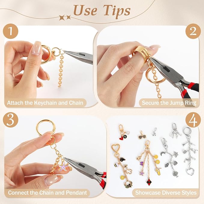 Zefy 552Pcs Charms Lip Gloss Keychain Making Kit, Including 214 Charms 24 Key - Image 3