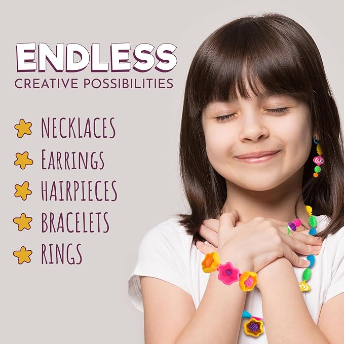Orian Pop Beads Jewelry Kit for Girls, 520+ Colorful Snap Beads for Bracelets - Image 6