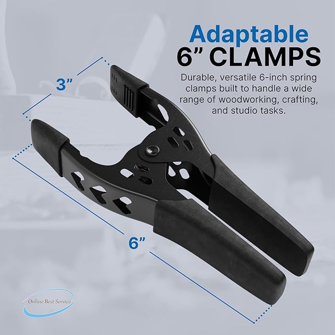 Lot of 8-6" inch Spring Clamp Large Super Heavy Duty Spring Metal All Black - 2.5 inch Jaw opening