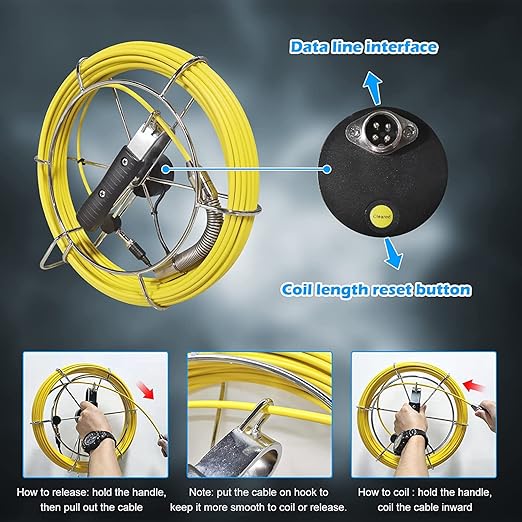 Sanyipace Sewer Camera with Locator 65 FT/20 M, Drain Pipe Inspection Camera with Detector, Waterproof Cámara Probe w/h 512Hz Transmitter, Distance Counter, 9" Color Screen, 16GB TF Card, 5mm Cable