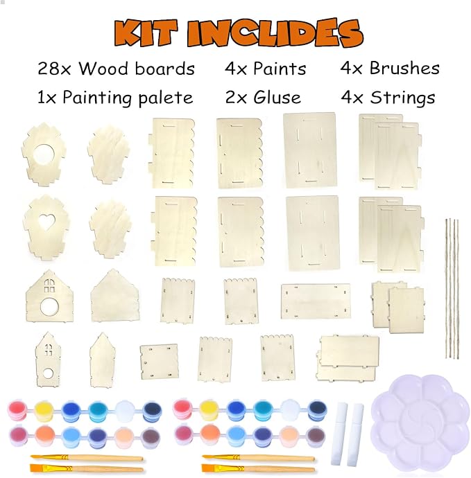 hapray 4 Pack Bird House Crafts - Image 2