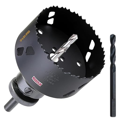 4-1/2 Inch Deep HSS Bi Metal Hole Saw Cutter with Arbor Heavy Duty Hole Saw Bit Cutting Depth 2.1” for Metal Thick Wood PVC Drywall Aluminum Big Slot New Sharp Teeth