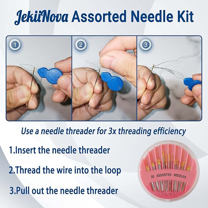 30 Pack Premium Hand Sewing Needles, Large Eye Stitching Needles - Image 3