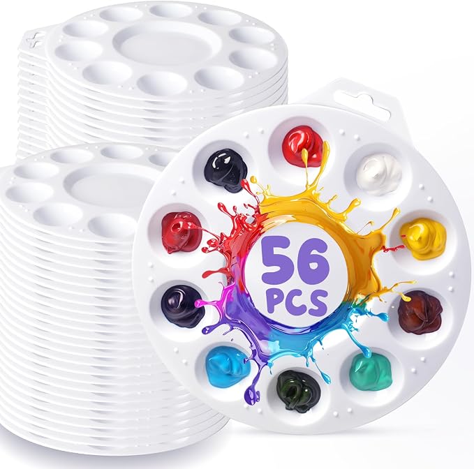56Pcs Paint Tray Palettes, Plastic Paint Pallets by Halobios