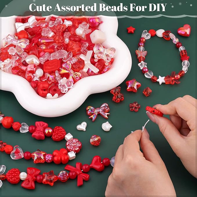 200-260PCS TINKRSTUFF Assorted Red Acrylic Beads - Image 4